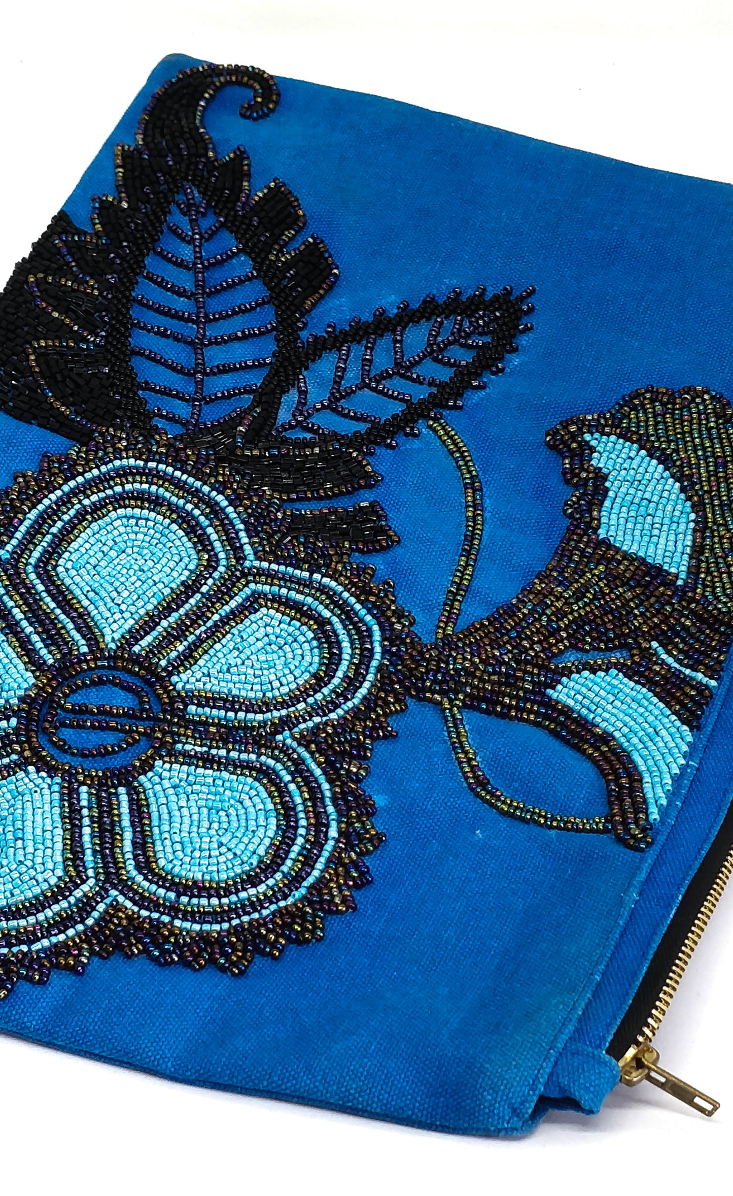 Multi Purpose Blue Canvas Embroidered Bead Pouch Cover
