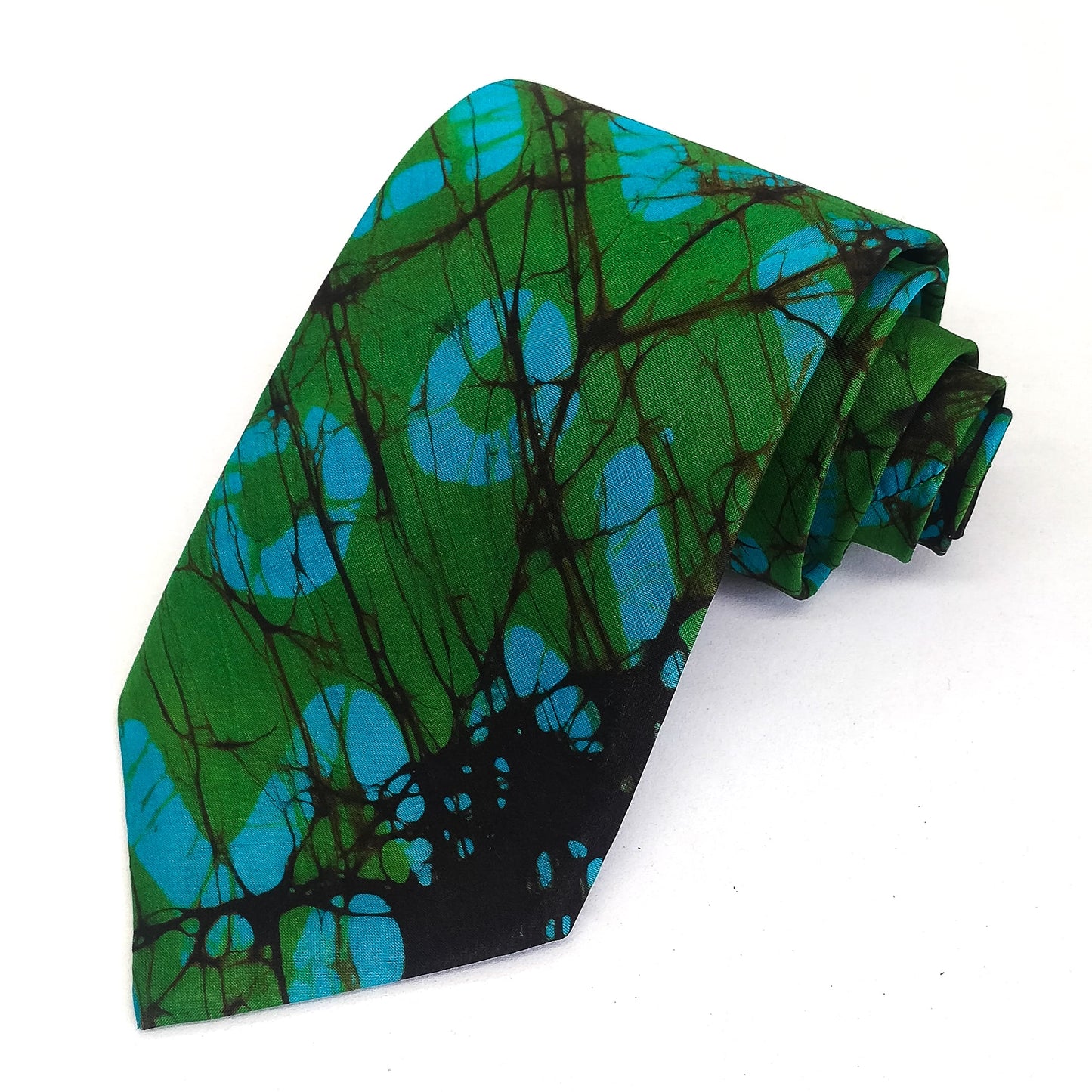 Green Batik Printed Silk Tie