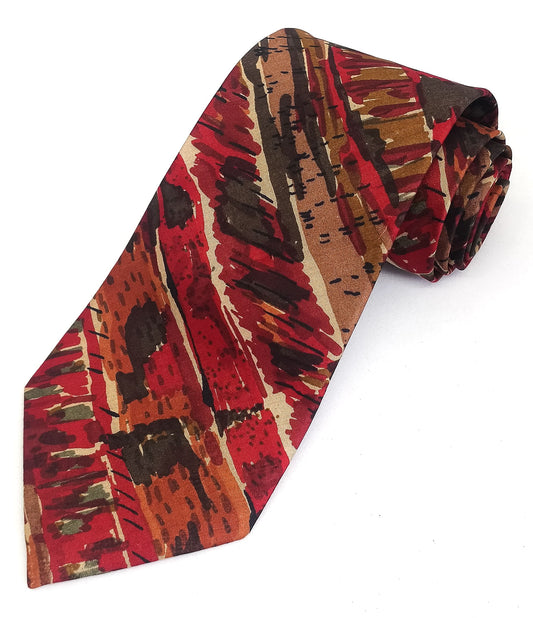 Abstract Hand Block Printed Silk Tie