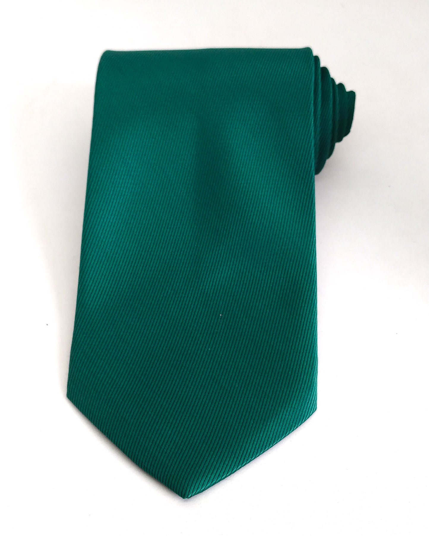 Green Colour Bold Ribbed Polyester Tie