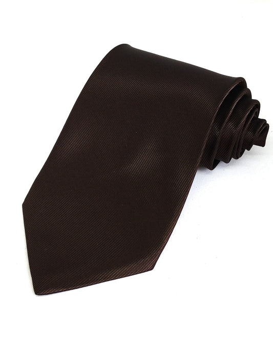 Coffee Brown Colour Bold Ribbed Polyester Tie