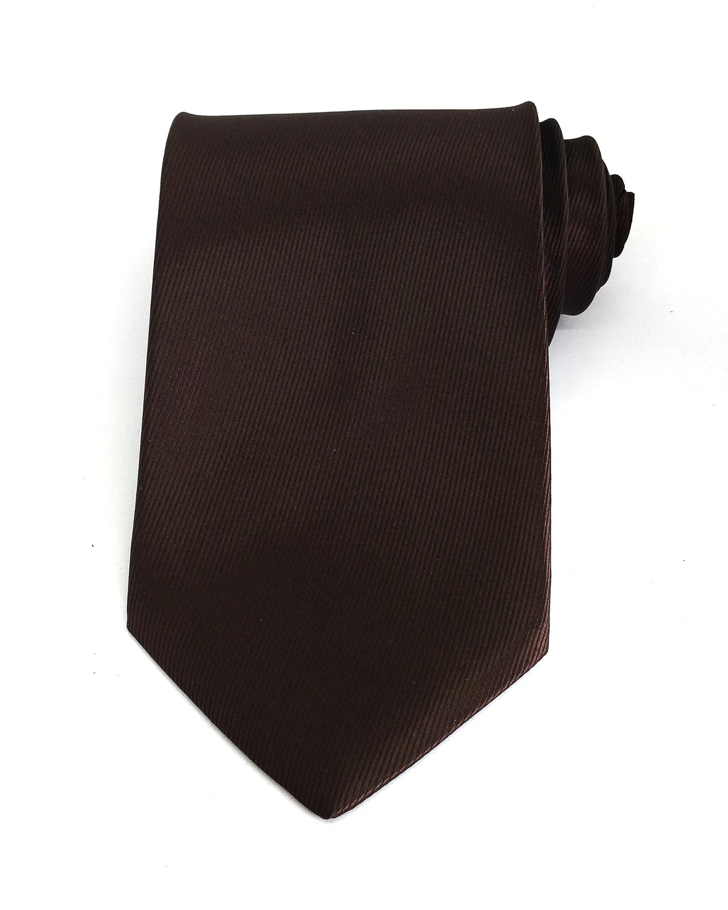 Coffee Brown Colour Bold Ribbed Polyester Tie