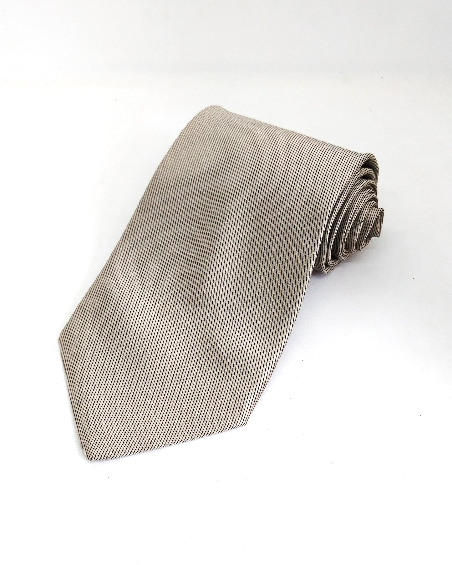 Beige Colour Bold Ribbed Polyester Tie