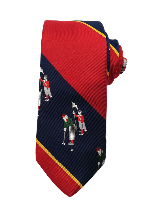 Vintage Golf Theme Woven Microfibre Tie